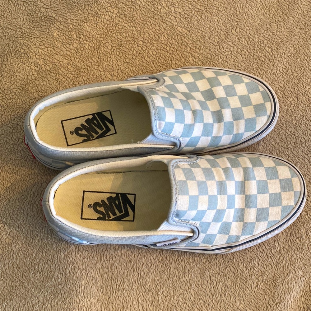 Girl’s Vans baby blue and white checkered